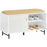 Banco Zapatero con Puertas Correderas Armario Multifuncional para Entrada con Estantes 85 x 37 x 49 cm Blanco FSR116-W SoBuy ES