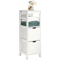 Mueble Columna de Baño, Armario para Baño - 1 Estante y 2 Cajones Blanco FRG127-W SoBuy ES