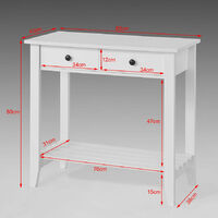SoBuy® Mesa auxiliar con 2 cajones y tablero o estante, Consola mesa madera escritorio blanco, Carro de cocina, FSB04-W, ES