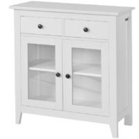 estanteria con 2 Puertas, Armario bajo, Consola Mesa Madera Escritorio Blanco, estanteria de Cocina, Blanco FSB05-W SoBuy ES