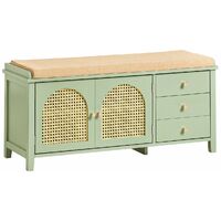 Banco Zapatero con 2 Puertas y 3 cajones Armario Multifuncional para Entrada con cojín 100 x 34 x 46 cm Verde FSR129-GR SoBuy ES