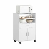 Aparador Auxiliar de Almacenamiento para Microondas con Ruedas Armario de Cocina con 2 Puertas 2 Estantes y un Cajón L59 cm x P40 cm x H92 cm,FSB09-W SoBuy ES