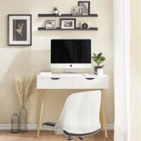 SoBuy® Mesa de escritorio, Mesa de ordenador con 2 cajones,color blanco, L 90 x H 77 cm,FWT40-WN,ES