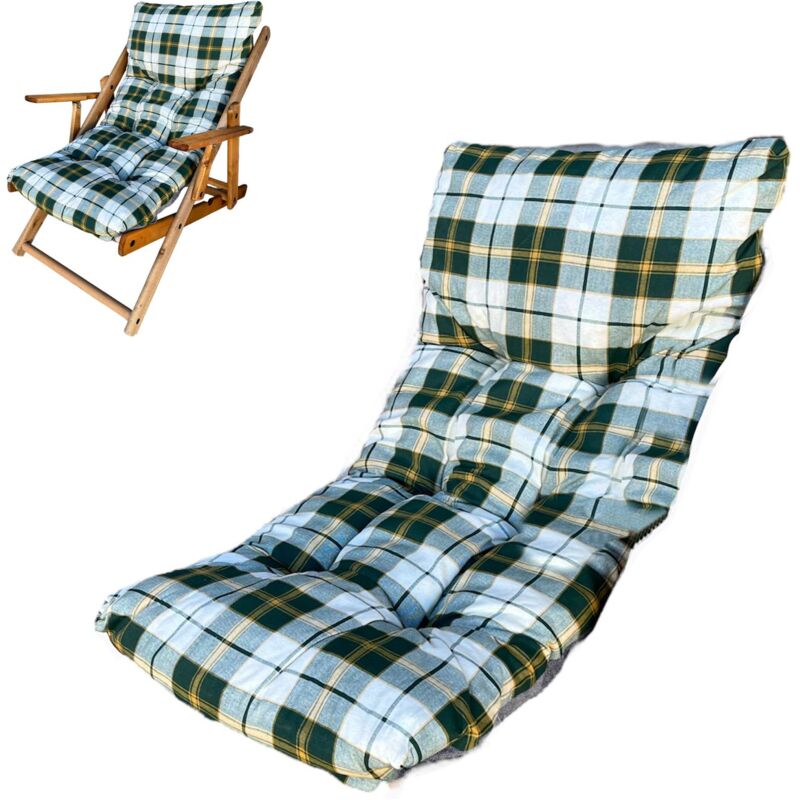 Marvin Cuscino Per Poltrona Sedia Sdraio Relax Giardino Esterno Tessuto In Legno Imbottito Reclinabile Pieghevole Verde\Giallo