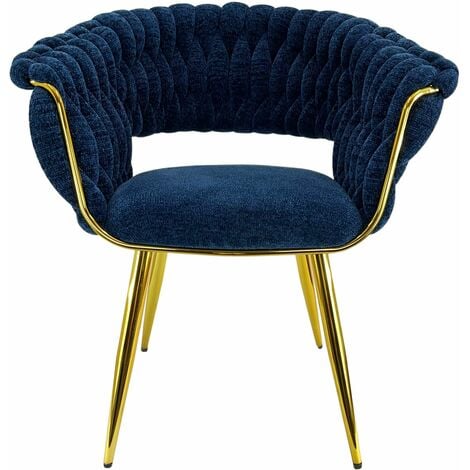 Marvin Poltrona Mavi In Velluto Intrecciato Con Gambe In Metallo