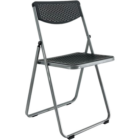 SEDIA PIEGHEVOLE SMARTY SALVASPAZIO METALLO E POLIPROPILENE RICHIUDIBILE SLIM PORTATILE Nero / Grigio (1/4)