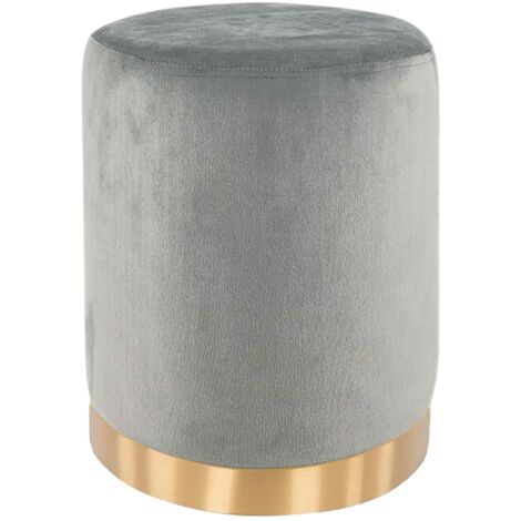 Marvin Pouf In Velluto Poggiapiedi Sgabello Per Casa Soggiorno Letto Camera Salotto Divano Tavolino Rotondo Poltrona Grigio chiaro