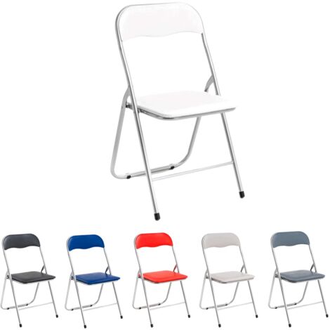 Marvin Sedia Pieghevole Imbottita Salvaspazio Portatile Richiudibile Da Interno Esterno Giardino Campeggio Ufficio Resistenti Ferro Leggere (Bianca)