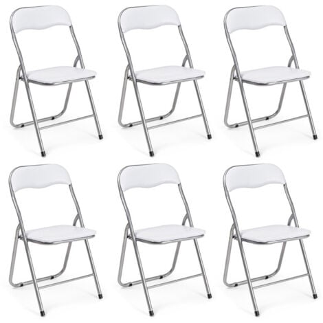 Set Di Sedie Pieghevoli Con Struttura In Ferro Imbottite Salvaspazio Per  Giardino Sala Riunioni Eventi Cucina Bianco