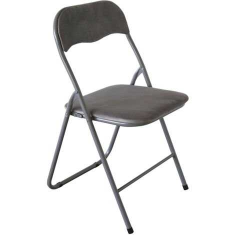 Sedia Pieghevole Imbottita in Velluto Velvet da Interno Ufficio Casa Resistenti Ferro Leggere con Schienale Salvaspazio Portatile AMANDA VELLUTO GRIGIO / STRUT. GRIGIO