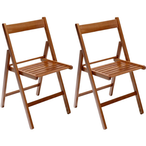 Marvin Sedia in Legno Pieghevole Birreria Colorata Interno o Esterno Salvaspazio Richiudibile da Campeggio Giardino Cucina Legno Massello Di Faggio Noce - 2 Sedie