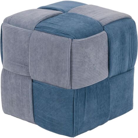 Marvin Pouf In Velluto Intrecciato a Coste Poggiapiedi Cube Sgabello per Casa Soggiorno Camera da Letto Salotto Divano Tavolino Quadrato Cubo Poltrona Avio/Polvere