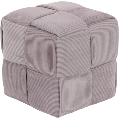 Beliani Pouf Quadrato In Velluto A Coste Grigio Scuro 50x50 Cm – Moderno E Multifunzionale Per Salotto