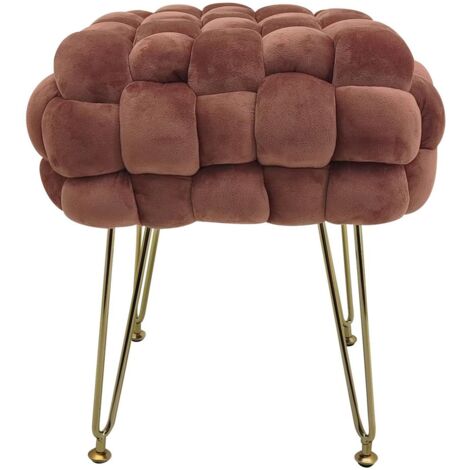 LOKATSE HOME Pouf Quadrato In Tessuto Con Gambe In Legno, Poggiapiedi O Seduta Aggiuntiva, Beige