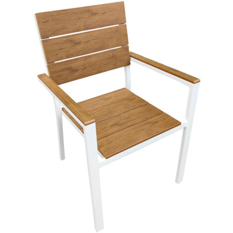 Marvin Sedia da Esterno con Braccioli Teak – Struttura in Alluminio Antiruggine e Seduta in Polywood Effetto Legno, Resistente alle Intemperie e ai Raggi UV – Design Moderno per Giardino, Terrazzo e P (1/2)