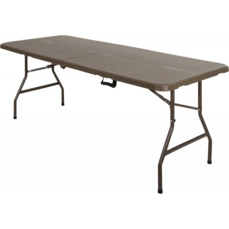 Marvin Tavolo pieghevole rettangolare per esterno, 180 cm, gambe in acciaio, portatile, richiudibile in valigetta con maniglia Moka (1/3)