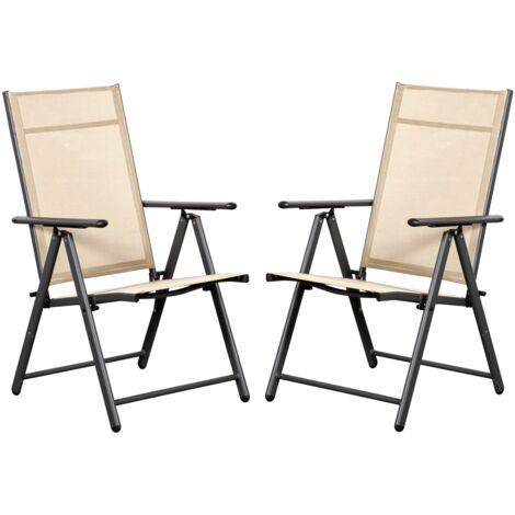 Marvin 2 Sdraio Da Giardino Pieghevoli Sedie Con Schienale Reclinabile Regolabile In 7 Posizioni Esterno Con Braccioli Relax Portatile Per Terrazzo Balcone Prendisole Beige (1/4)