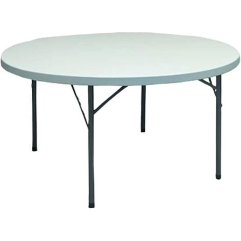 Marvin Tavolo Rotondo Salvaspazio Bivacco Diametro 180 Cm con Gambe Pieghevoli in Acciaio e Top Bianco per Campeggio Feste Giardino Catering Diametro 180cm