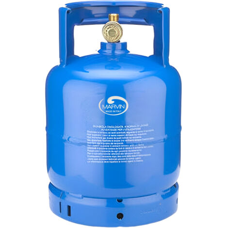 Marvin Bombola Gas Ricaricabile da Campeggio Vuota per Propano (UN1965) con Maniglia Alta Portatile Uscita Rubinetto W20X1/14 SX M Verticale Bombola 3Kg