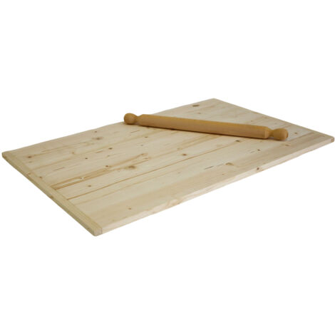Spianatoia in Legno di Betulla Naturale Asse per Pasta Impastare e Stendere, Tagliere, Spessore 9mm, Con Gradino per Tavolo da Lavoro Realizzata in Italia SPIANATOIA CON MATTARELLO  57X38 cm
