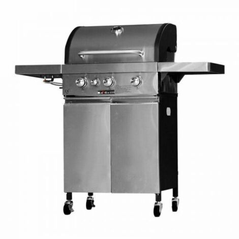 BARBECUE A GAS E PIETRA LAVICA ACCIAIO INOX 3 FUOCHI + FORNELLO LATERALE 37790