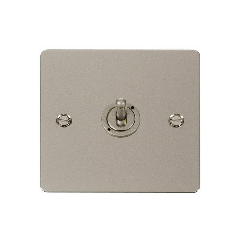 Flat Plate Pearl Nickel 1 Gang 2 Way 10AX Toggle Light Switch - SE Home