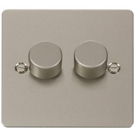 Flat Plate Pearl Nickel 2 Gang 2 Way LED 100W Trailing Edge Dimmer ...