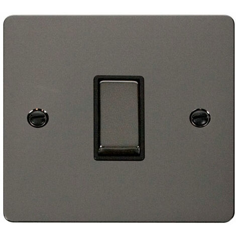 Flat Plate Black Nickel 10A 1 Gang 2 Way Ingot Light Switch - Black Trim - SE Home