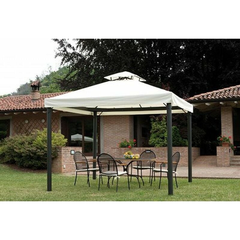 Alu Gartenpavillon 3x3 m Luxus Pavillon Hardtop festes Dach Partyzelt Gazebo