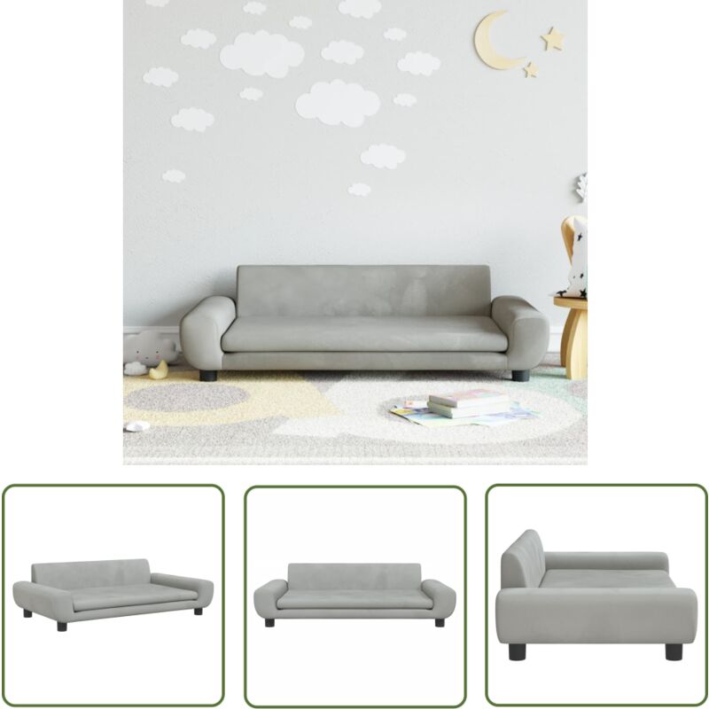 Canapé Pour Enfants Gris Clair Velours 70x45x33 Cm - Mobilier Bébé & Tout-Petit