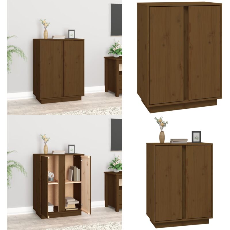 Buffet,Bahut,Meuble De Rangement Haut Marron Miel 100x40x108,5 Cm Bois Massif De Pin Cfw43610 90125208