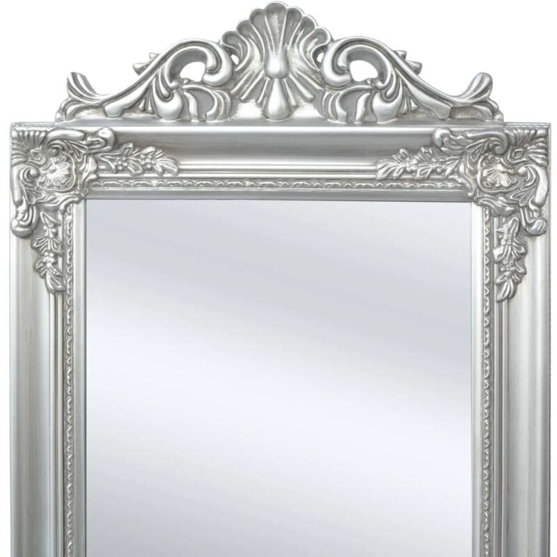 Miroir Mural Baroque Antique XXXL 180x80 Cm - Cadre Bois Argenté, Réplique Grand Format