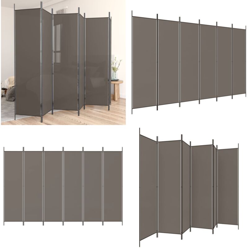 VidaXL Cloison De Séparation 4 Panneaux Pliable Noir 698x180 Cm - Paravent Séparateur De Pièce Écran D'Intimité Pour Salon Et Chambre