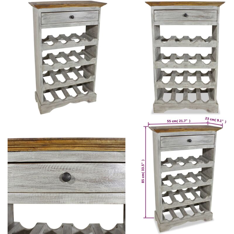 Casier à bouteilles en bois massif de récupération - DRFEIFY - 55 x 23