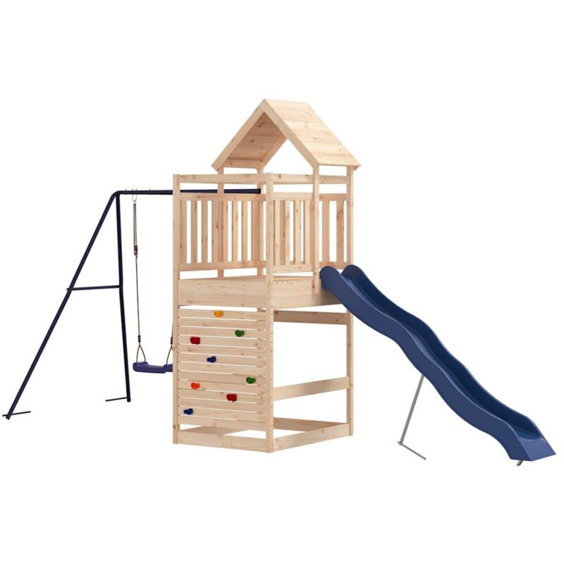 Aire De Jeux Extérieur Rainery Type 12 - Bois De Pin Imprégné - Avec Toboggan