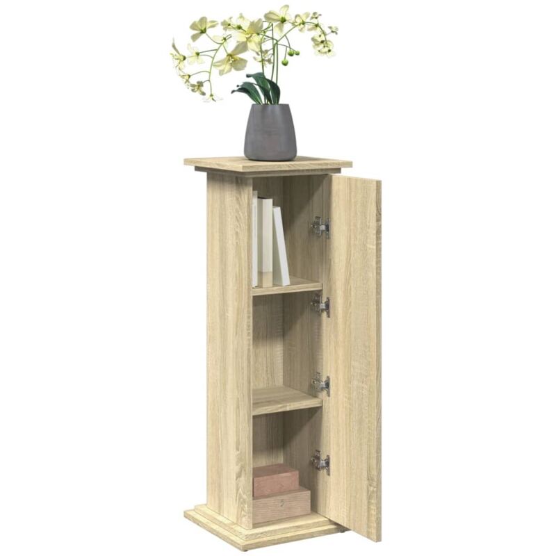 Piédestal De Présentation Noir VidaXL - 90 Cm De Haut, 3 Compartiments - Bois D'ingénierie, Porte Réversible - Pour Vitrine Ou Rangement