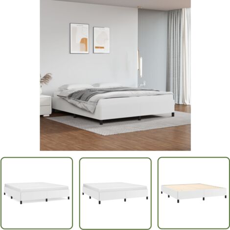 Cadre De Lit Blanc 180x200 Cm Super King Avec Tiroirs De Rangement, Neuf