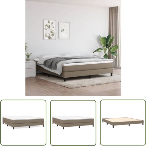 Jinlefu – Cadre de lit à ressorts taupe 180x200 cm – Tissu 100% polyester – Lattes contreplaqué pour répartition poids – Pieds robustes