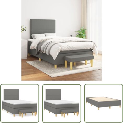 Sommier à Lattes De Lit Avec Matelas Gris Foncé 120x200cm Tissu Vidaxl 92473265