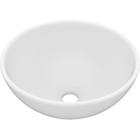 The Living Store Lavabo rond de salle de bain Blanc mat 32,5x14 cm Céramique - Lavabo Rond - Lavabo Céramique - Lavabo Blanc - Lavabo Salle De Bain - Meuble Salle De Bain