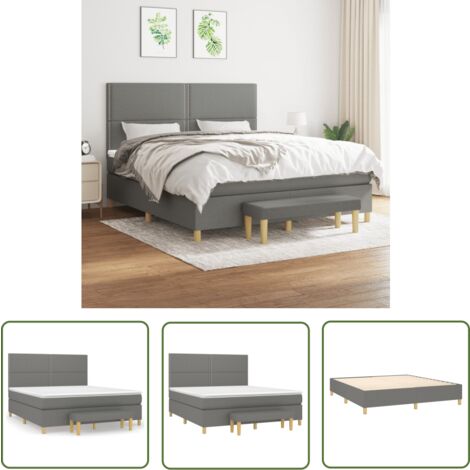 Sommier lattes de lit avec matelas Gris fonc 140x190cm Tissu