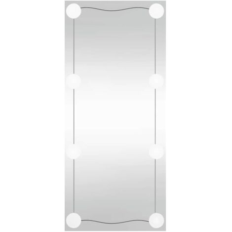 Decormat Miroir LED 50x100cm Grand Moderne Irrégulier Organique Asymétrique Pour Salle De Bain Salon Vertical Avec Éclairage Lumière Neutre