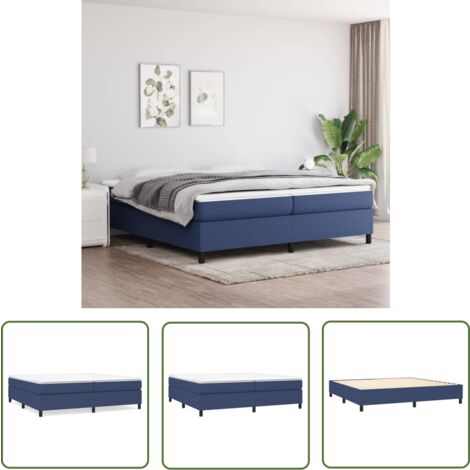 Furniture Limited - Cadre de lit à ressorts bleu 200x200 cm tissu