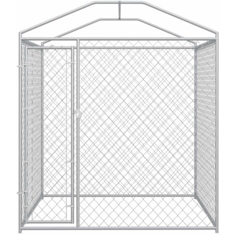 The Living Store Chenil d'extérieur avec toit pour chiens 193x193x225 cm - Chenil Pour Chien - Abri Chien Extérieur - Espace Jeux Chien - Niche Chien - Protection Chien