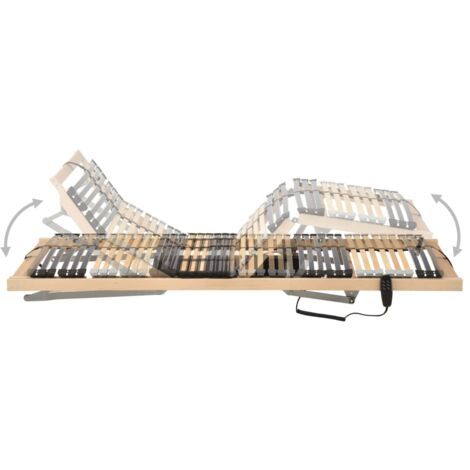 Sommier à Lattes électrique VidaXL 90x190 Cm - 26 Lattes 7 Zones, Bois Hêtre Massif, Réglable, Design Moderne Marron