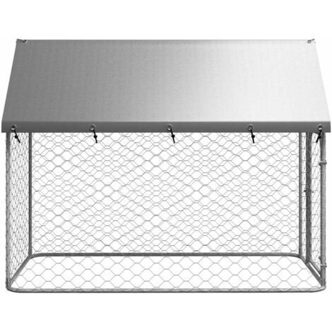The Living Store Chenil extérieur avec toit 200x100x150 cm - Niche Pour Chien - Chenil Exterieur - Abri Chien - Refuge Chien - Enceinte Chien