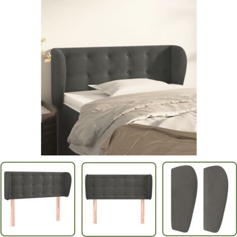 Atyhao Tête de lit avec oreilles Gris foncé 147x23x78/88 cm Tissu