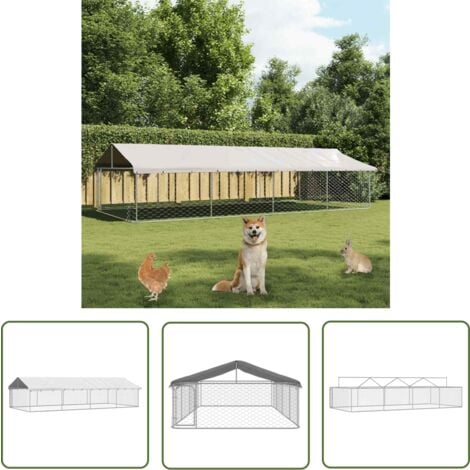 The Living Store Chenil extérieur avec toit 600x300x150 cm - Niche Pour Chien - Chenil Exterieur - Abri Pour Chien - Refuge Pour Chien - Enceinte Pour Chien