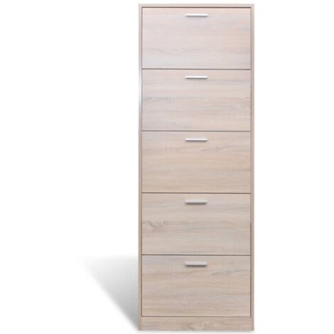 Meuble Entrée 3-en-1 Armoire à Chaussures VidaXL - Bois Chêne Et Blanc - À Monter