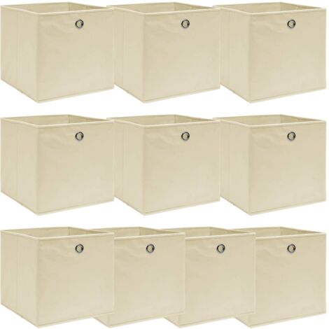 Lot De 10 Cubes De Rangement En Tissu Non-tissé - 32x32x32 Cm - Avec Poignées - Pliables - Pour étagères Kallax, Armoire, Dressing